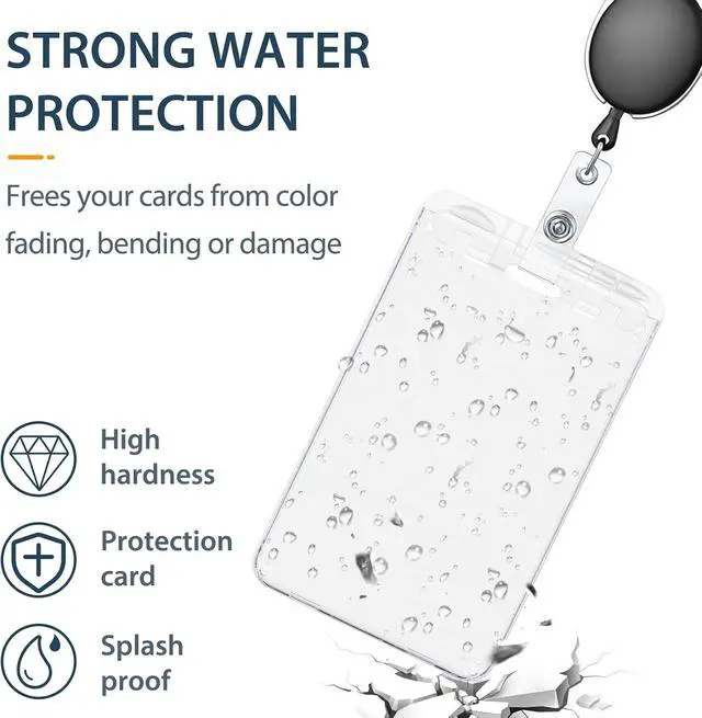 Alt view image 6 of 6 - Pawfly 2 Pack Locking ID Badge Holder 3-Card Hard PC Card Case with Key Pin Ultra Clear Sleeve Protector with UV Protection for Office Card Smart PIV CAC Driver's License and Credit Card