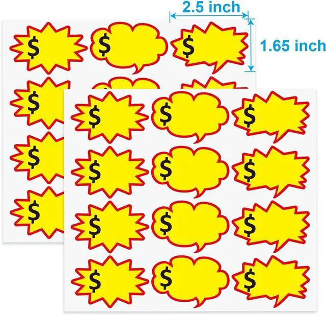 Main image of Removable Adhesive Yard Sale Price Tag Stickers, 2.5x1.65in | 300pcs, Space to Write Pricing, For Retail, Flea Market, Garage Sale, Annual Community Sales