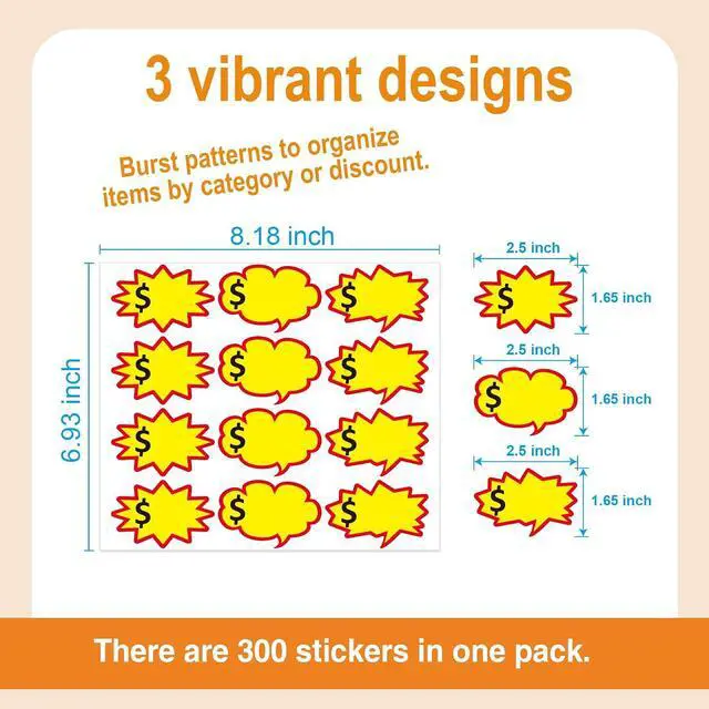 Alt view image 5 of 7 - Removable Adhesive Yard Sale Price Tag Stickers, 2.5x1.65in | 300pcs, Space to Write Pricing, For Retail, Flea Market, Garage Sale, Annual Community Sales
