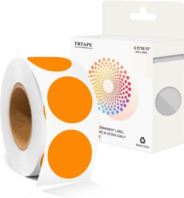 Main image of 3/4 Inch Dot Stickers, Circle Sticker Round Label, 500 Orange Dots | 500 Pcs Color Coding Labels, 3/4" Round Stickers, Dot Stickers for File Folder, Planner, Inventory Organization and Marking