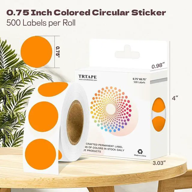 Alt view image 2 of 7 - 3/4 Inch Dot Stickers, Circle Sticker Round Label, 500 Orange Dots | 500 Pcs Color Coding Labels, 3/4" Round Stickers, Dot Stickers for File Folder, Planner, Inventory Organization and Marking