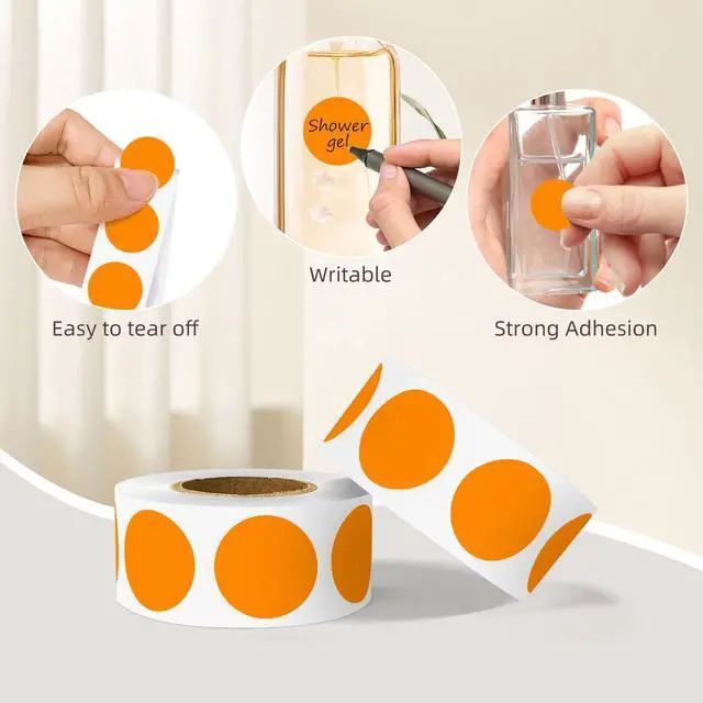 Alt view image 3 of 7 - 3/4 Inch Dot Stickers, Circle Sticker Round Label, 500 Orange Dots | 500 Pcs Color Coding Labels, 3/4" Round Stickers, Dot Stickers for File Folder, Planner, Inventory Organization and Marking