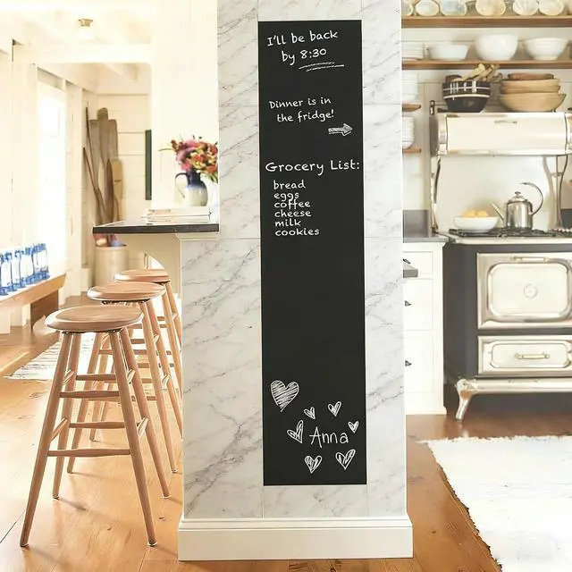 Alt view image 5 of 7 - Chalkboard Wallpaper Peel and Stick, Blackboard Contact Paper, Self Adhesive Blackboard Wall Decals Removable Reusable Chalkboard Wallpaper for Kids, Home Office 17.7W x 84L