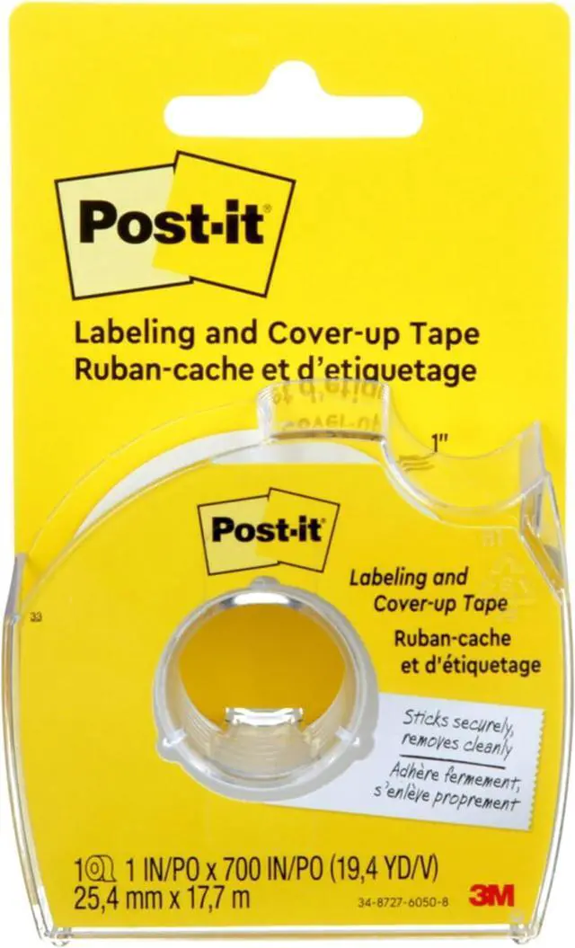 Main image of Post-it Labeling and Cover-Up Tape, 1-Inch x 700-Inch Roll Non-Refillable Virtually Invisible on Copies Ideal for Labeling and Corrections