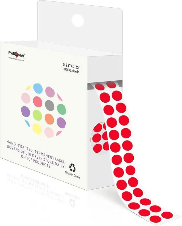 Main image of PARLAIM 1/4 Inch Circle Sticker Labels,1000 Stickers Round Color Coding Circle Dots Stickers, Adhesive Roll Dot Label for Inventory Organize, File Classification (Red)