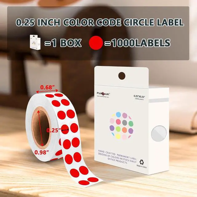 Alt view image 2 of 7 - PARLAIM 1/4 Inch Circle Sticker Labels,1000 Stickers Round Color Coding Circle Dots Stickers, Adhesive Roll Dot Label for Inventory Organize, File Classification (Red)