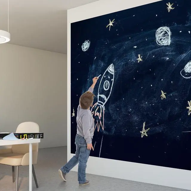 Alt view image 2 of 7 - Kassa X-Large Chalkboard Wallpaper - Clear | 1.4ft x 8ft Adhesive Paper Roll | Includes 3 Markers & Eraser Cloth | Peel & Stick on a Wall, Table & Desk | Ideal for Use at Home, School, Office & More