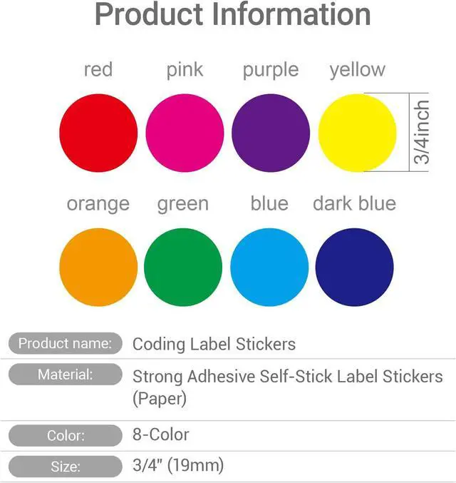 Alt view image 2 of 6 - 1600PCS, 3/4 Inch, Colored Dot Stickers Round Color Coding Labels | Glossy labels for kids, office & classroom. Great for decor, paper marking and daily organization.