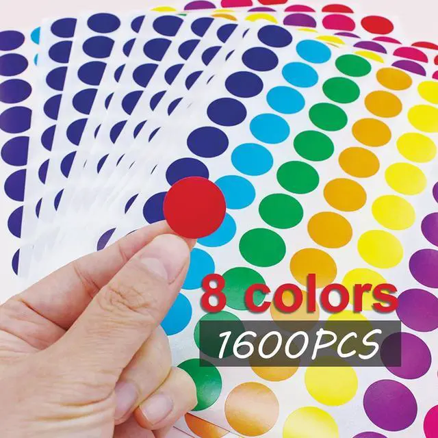 Alt view image 6 of 6 - 1600PCS, 3/4 Inch, Colored Dot Stickers Round Color Coding Labels | Glossy labels for kids, office & classroom. Great for decor, paper marking and daily organization.