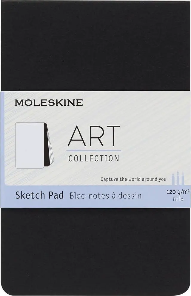 Main image of Moleskine Art Sketch Pad, Soft Cover, Pocket (3.5" x 5.5") Plain/Blank, Black, 48 Pages | Pocket 3.5" x 5.5" 48-page sketch pad with 120 gsm paper, detachable pages, and soft cover for drawing.