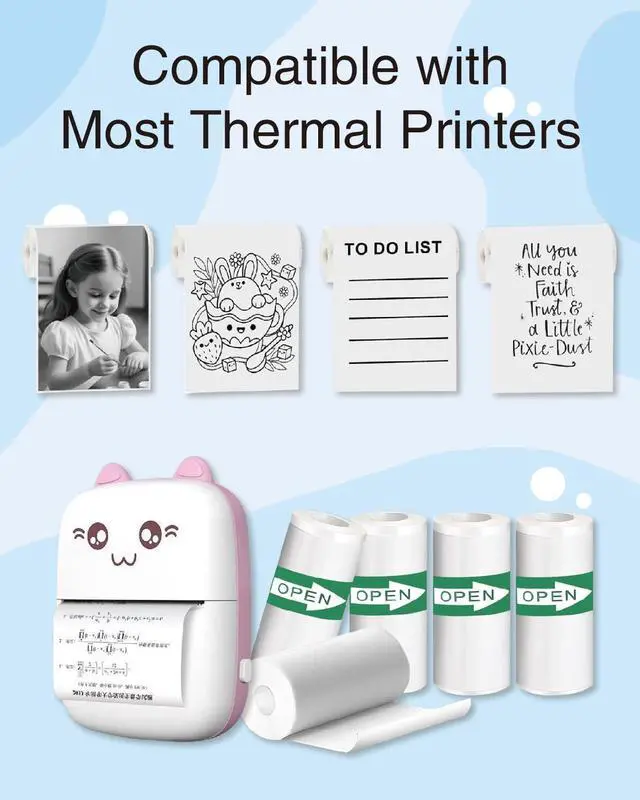 Alt view image 4 of 6 - 20 Rolls Thermal Sticker Paper, Self-Adhesive Mini Printer Paper for Photos, Notes, and Labels, White Sticky Thermal Paper for Pocket Bluetooth Printers, 2.24 x 0.98 inch