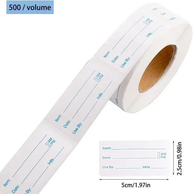 Alt view image 3 of 6 - 2 Rolls 1000 Pieces Removable Food Labels, 1 x 2 Inch | Date Stickers for Freezer, Refrigerator Food Containers - Easy to Write