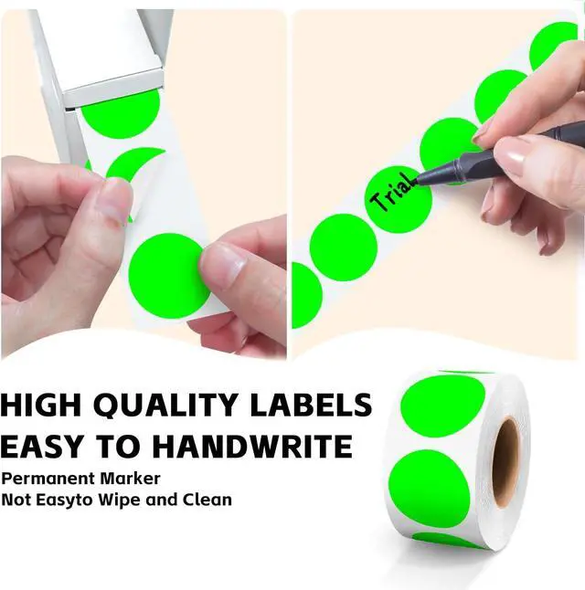 Alt view image 3 of 7 - PARLAIM 1 Inch Circle Color Coding Label Stickers,500PCS Inventory Sticky Dots Sticker in Dispenser Box,Fluorescent GreenAdhesive Round Dot Labels for Office Home(Fluorescent Green)