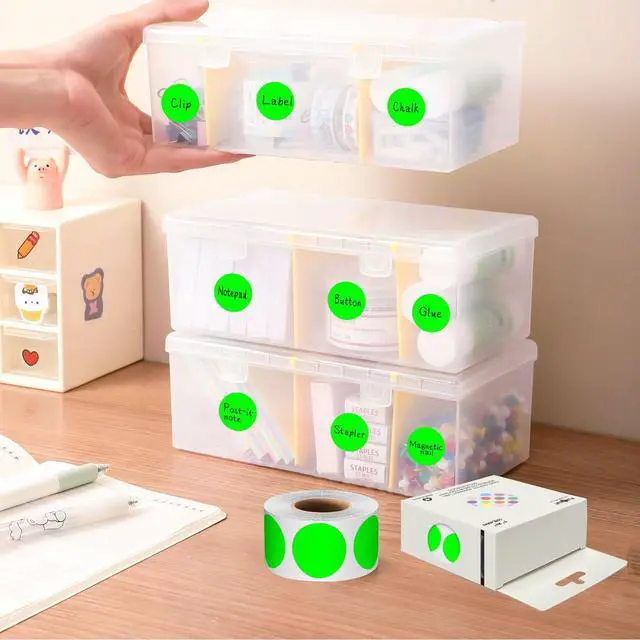Alt view image 4 of 7 - PARLAIM 1 Inch Circle Color Coding Label Stickers,500PCS Inventory Sticky Dots Sticker in Dispenser Box,Fluorescent GreenAdhesive Round Dot Labels for Office Home(Fluorescent Green)
