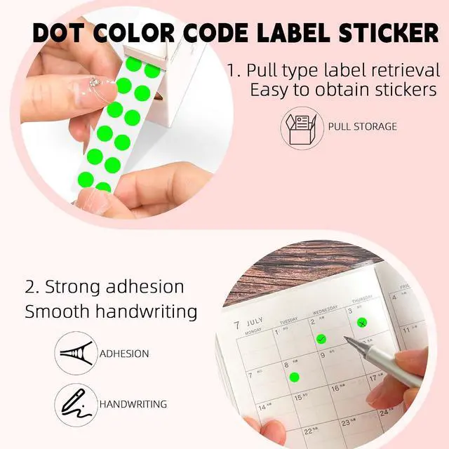 Alt view image 2 of 7 - 1000 PCS 1/4" Circle Label Stickers Round Colored Coding Labels Small Dot Stickers for Toddlers (Fluorescent Green)