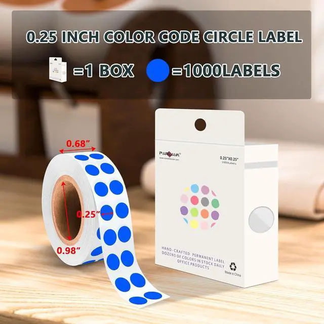 Alt view image 2 of 7 - PARLAIM 1/4 Inch Circle Sticker Labels,1000 Stickers Round Color Coding Circle Dots Stickers, Adhesive Roll Dot Label for Inventory Organize, File Classification (Blue)