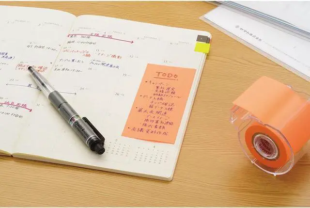 Alt view image 4 of 7 - Yamato Memoc Roll Tape, Self-Stick Memo Paper Tape, with Tape Dispenser, 50mm x 10m, Orange, 1 ea. (RK-50CH-OR)