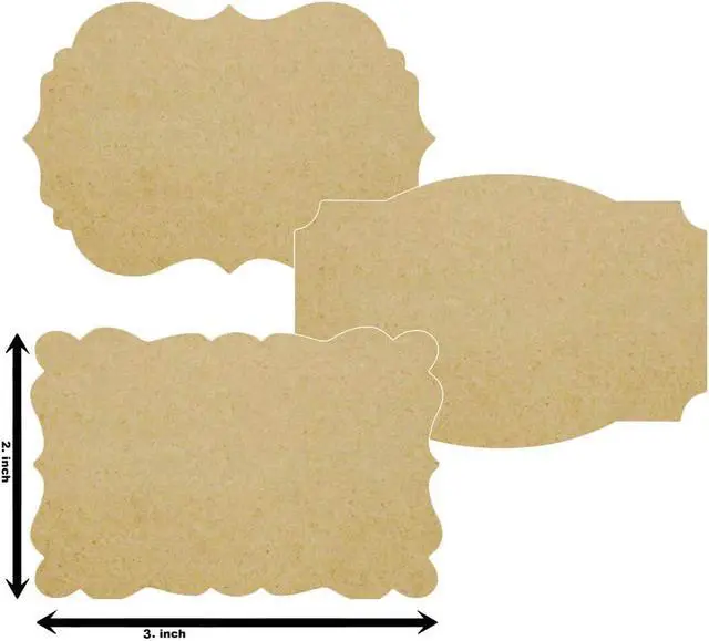 Alt view image 2 of 5 - Scalloped Kraft Paper Labels - Brown Stickers 2x3 (Roll of 100) Gift Tags