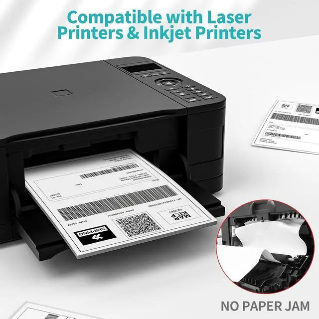 Alt view image 3 of 7 - 25 Sheets Sticker Paper Matte White, 8.5" x 11" Label Paper for Laser & Inkjet Printer, Full Sheet Label for Shipping Address Mailing