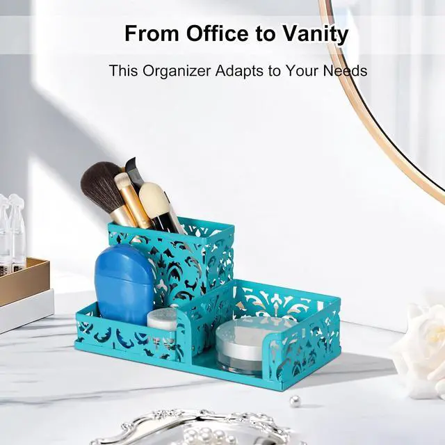 Alt view image 4 of 7 - EasyPAG Desk Organizer with 3 Compartment for Pencil Sticky Note Holder and Office Accessories,Dark Teal