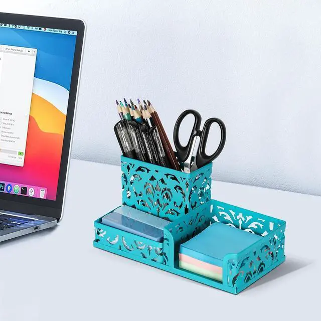 Alt view image 7 of 7 - EasyPAG Desk Organizer with 3 Compartment for Pencil Sticky Note Holder and Office Accessories,Dark Teal