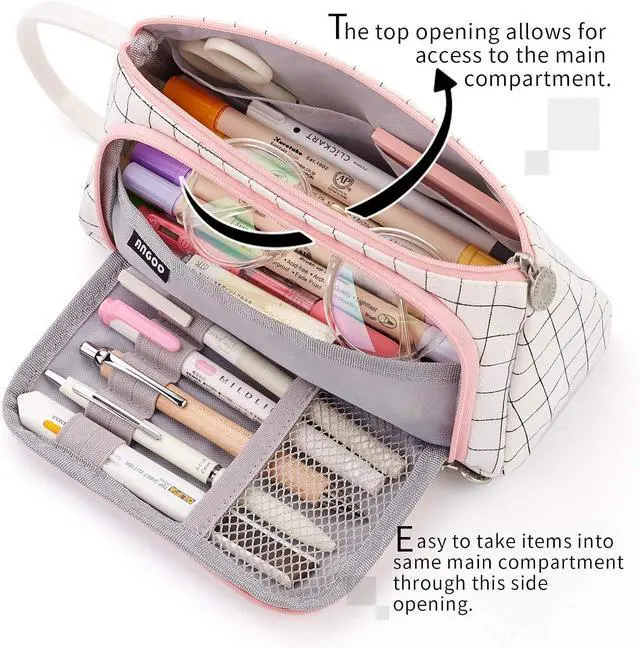 Alt view image 5 of 7 - EASTHILL Big Capacity Pencil Case Pouch Pen Case Simple Stationery Bag School College Office Organizer for Teens Girls Adults Student