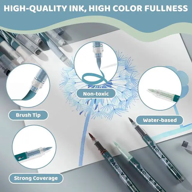 Alt view image 6 of 7 - 12 Colors Acrylic Paint Pens - Grey Paint Pens Markers, Brush Tip & Direct Ink Flow Suitable for Stone,Paper,Wood,Glass,Fabric Paint,DIY Crafts (Grey)