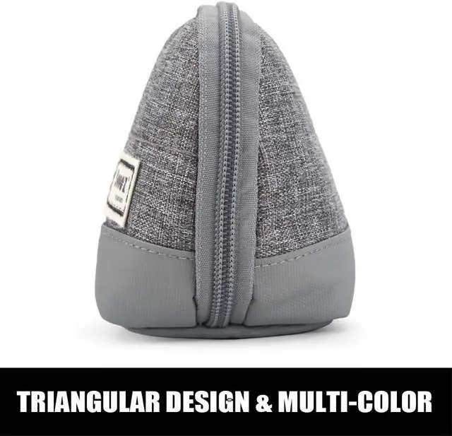 Alt view image 5 of 5 - Sooez Wide-Opening Pencil Pen Case, Lightweight & Spacious Pencil Bag Pouch Box Organizer, Aesthetic Supply with Triangular Design for Adults, Grey