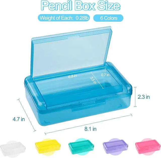 Alt view image 2 of 6 - Meiikun Pencil Box, Double Layer Large Capacity Pencil Case, Translucent Plastic Hard Pencil Boxes with Snap-tight Lid, School Office Supplies Storage Box for Stationery, Pen, Pencil (Blue, 1 Pack)