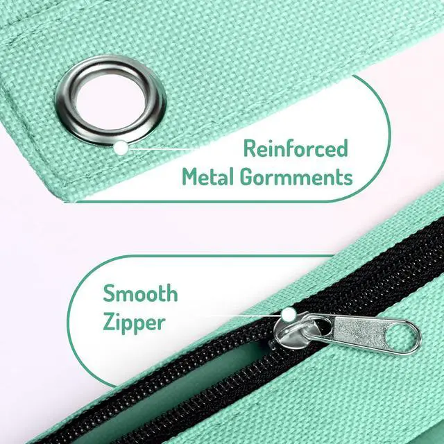 Alt view image 5 of 7 - Forvencer Pencil Pouch for 3 Ring Binder, Pastels Pencil Case,Cute Pen Bag | Smooth Zipper, Cute Soft Pen Bag with Clear Window & 3 Reinforced Grommets, Binder Bag, School Office Supplies, Purple