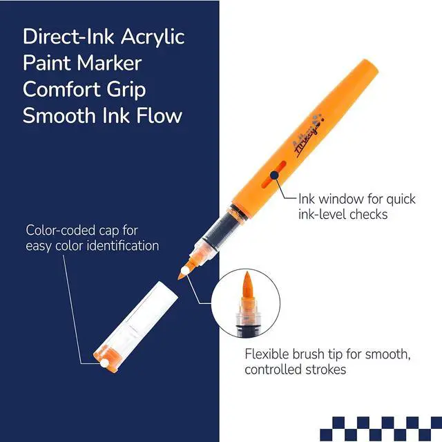 Alt view image 3 of 7 - Artkey Acrylic Paint Markers 12 Colors, Direct-Liquid Acrylic Paint Pens with Automatic Ink Control, Flexible Brush Tip Acrylic Markers Set for Rock Painting, Wood, Canvas, Glass, Ceramic, DIY Crafts