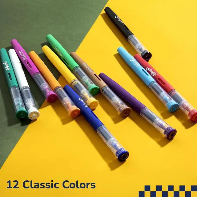 Alt view image 7 of 7 - Artkey Acrylic Paint Markers 12 Colors, Direct-Liquid Acrylic Paint Pens with Automatic Ink Control, Flexible Brush Tip Acrylic Markers Set for Rock Painting, Wood, Canvas, Glass, Ceramic, DIY Crafts