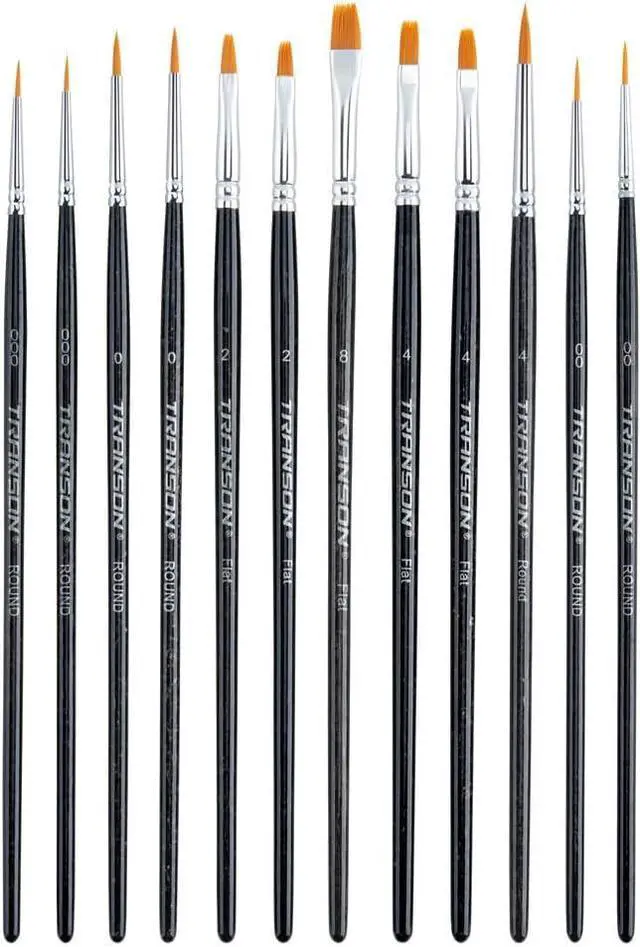 Main image of Transon 12pcs Small Detail Painting Brushes for Miniature Model Painting, Suitable for Acrylic Watercolor Gouache Oil Paint