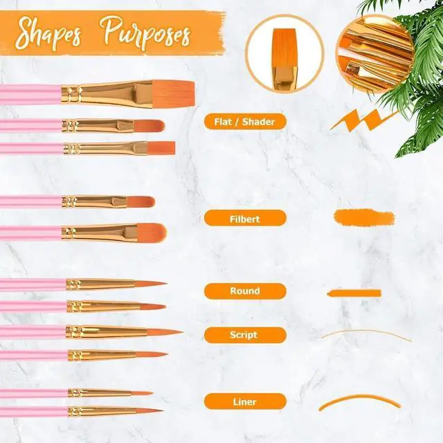 Alt view image 2 of 7 - Soucolor Acrylic Paint Brushes Set, Halloween Painting Craft for Adult Kids | 24pc set, 12 sizes, soft bristles, wooden handles ideal for acrylic, oil, watercolor, nail, face & rock painting.