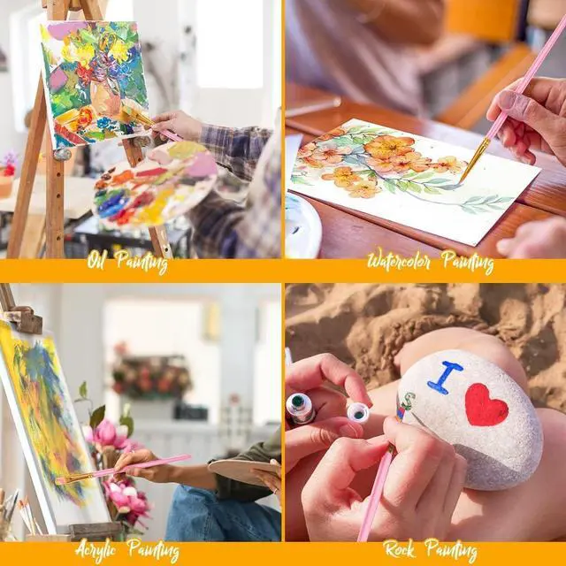 Alt view image 5 of 7 - Soucolor Acrylic Paint Brushes Set, Halloween Painting Craft for Adult Kids | 24pc set, 12 sizes, soft bristles, wooden handles ideal for acrylic, oil, watercolor, nail, face & rock painting.