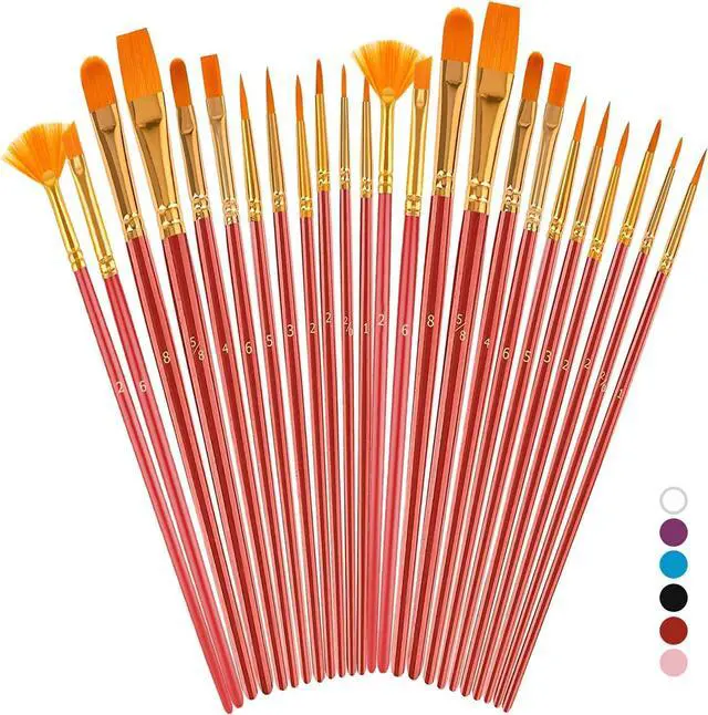 Main image of Soucolor Acrylic Paint Brushes Set, Halloween Painting Craft for Adult Kids | 24pc set, 12 sizes, soft bristles, wooden handles ideal for acrylic, oil, watercolor, nail, face & rock painting.