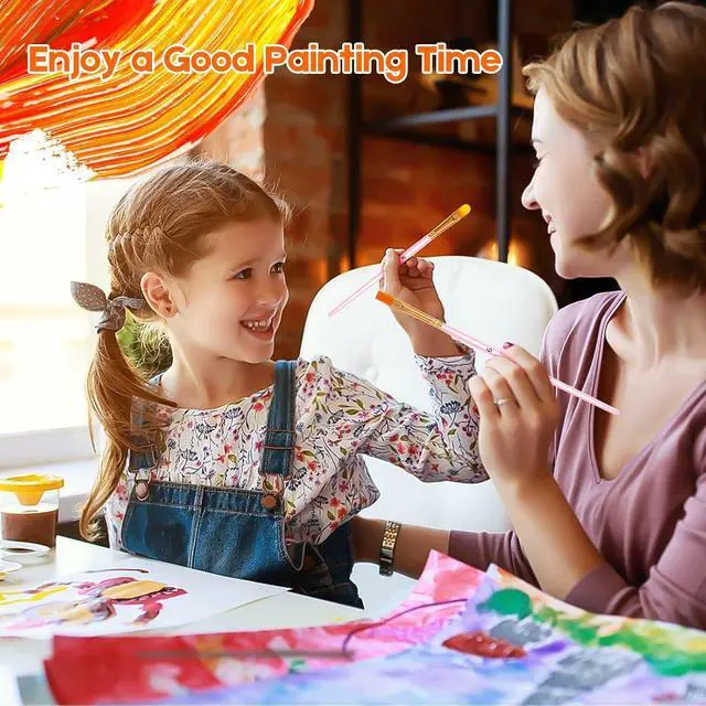 Alt view image 4 of 7 - Soucolor Acrylic Paint Brushes Set, Halloween Painting Craft for Adult Kids | 24pc set, 12 sizes, soft bristles, wooden handles ideal for acrylic, oil, watercolor, nail, face & rock painting.