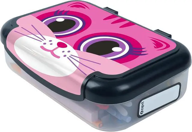 Alt view image 3 of 5 - ZIPIT Recycled Plastic Pencil Box for Girls, Large Capacity Pencil Case for School, Durable Stationery Organizer Box, Pink Kitty