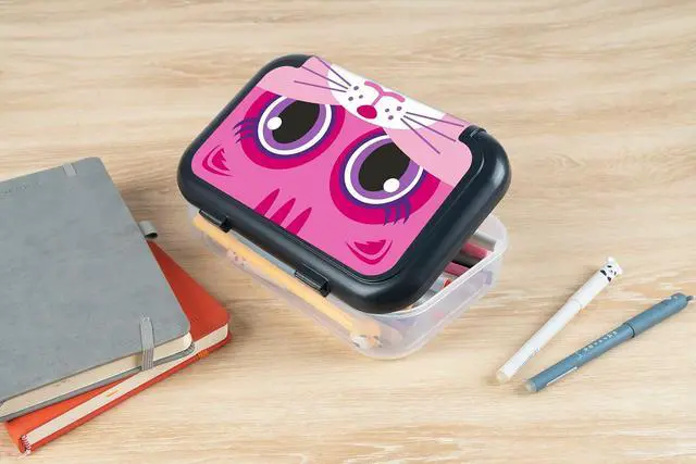 Alt view image 5 of 5 - ZIPIT Recycled Plastic Pencil Box for Girls, Large Capacity Pencil Case for School, Durable Stationery Organizer Box, Pink Kitty