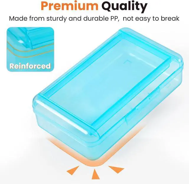 Alt view image 3 of 7 - Sooez Double Layer Pencil Box, Large Hard Pencil Case Organizer, Clear Plastic Crayon Box for Girls and Boys, Colored Marker Organizer, Small Plastic Containers/Bins with Lids, Art Supply Storage