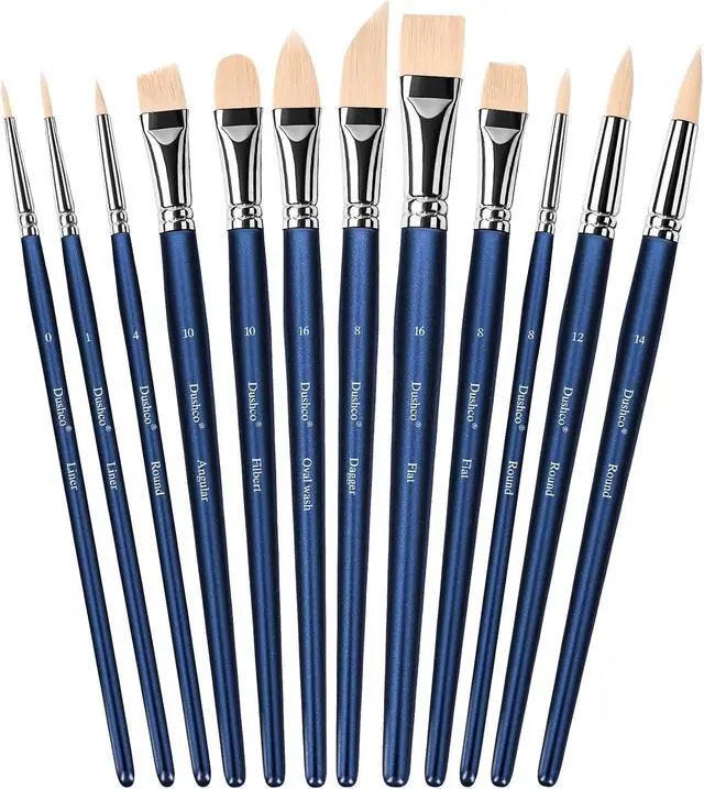 Alt view image 7 of 7 - Watercolor Brushes Professional, Artist Paint Brushes Set, 12 Pieces | Wooden Handle, Synthetic Bristles, Multiple Brush Shapes, Water Color Brushes for Gouache Oil Watercolor Painting