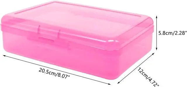 Alt view image 3 of 6 - Ykimok Large Capacity Clear Pencil Box, Pencil Case, Plastic Pencil Boxes, Stackable Design, Supply Boxes for School Classroom,1 Pack (Pink)