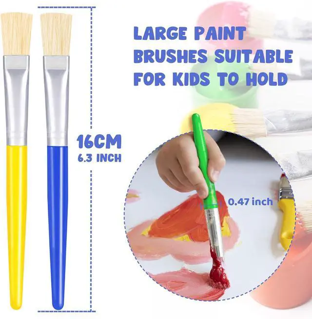 Alt view image 3 of 7 - Joyooss Paint Brushes for Kids, 12 Pcs Flat Toddler Large Paint Brushes Set, Easy to Clean & Grip Washable No Shed Hog Bristle Painting Brush Kits for Watercolor, Acrylic, Gouache, Ink, Art Supplies