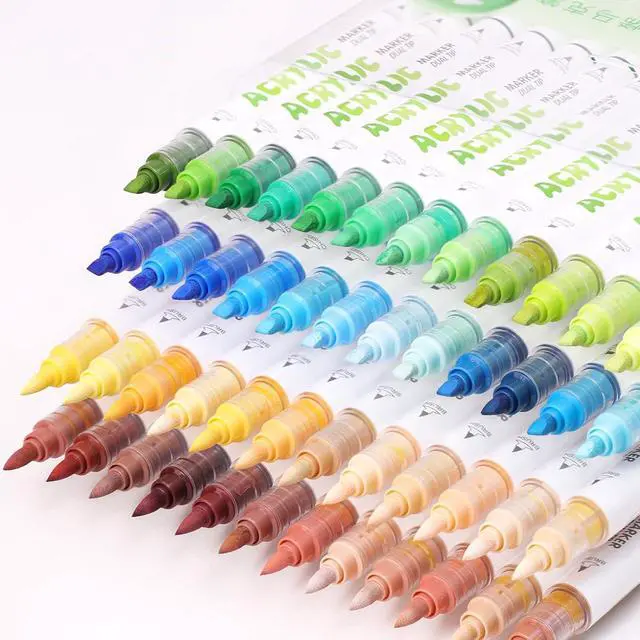 Alt view image 6 of 7 - kander 12 Colors Dual Tip Acrylic Paint Markers,Pink Color Extra Fine & Soft Brush Pen Set with Direct Ink Flow for Sketching, Detailing, Coloring on Wood, Canvas, Rock, Glass, DIY Crafts