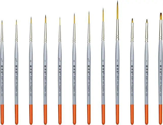 Main image of XDT#820 Detail Paint Brush 12 Piece Set for Acrylic Painting, Miniature Paint Brushes for Model Craft and Body Painting, Acrylic Oil Watercolor