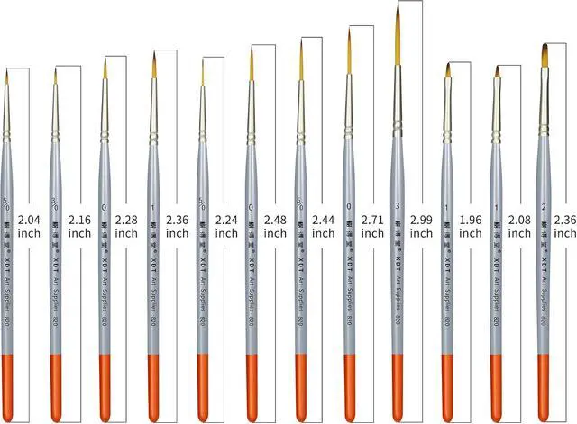 Alt view image 2 of 6 - XDT#820 Detail Paint Brush 12 Piece Set for Acrylic Painting, Miniature Paint Brushes for Model Craft and Body Painting, Acrylic Oil Watercolor