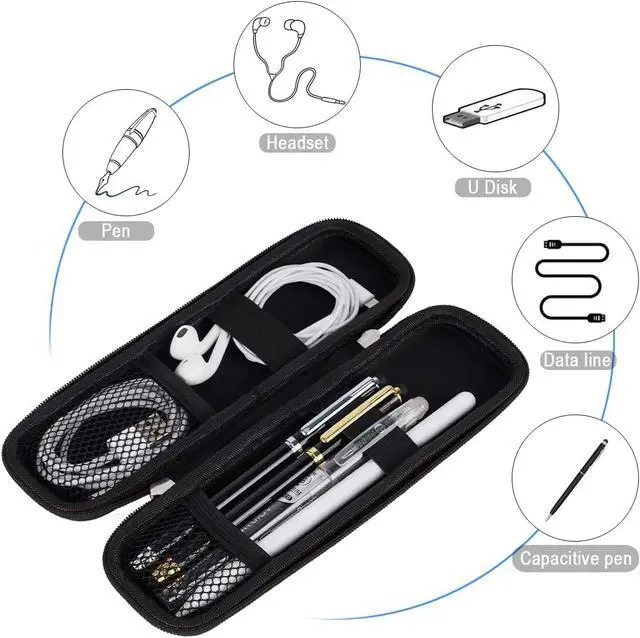 Alt view image 3 of 7 - Small Pencil Case Holder for Pencils,Hard Pen Case for Executive Fountain Pens,Ballpoint Pens-Black