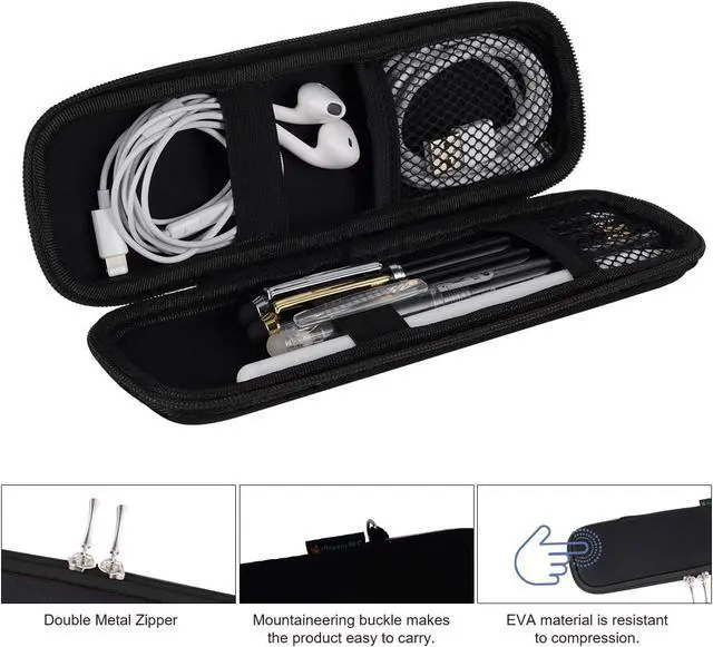 Alt view image 4 of 7 - Small Pencil Case Holder for Pencils,Hard Pen Case for Executive Fountain Pens,Ballpoint Pens-Black