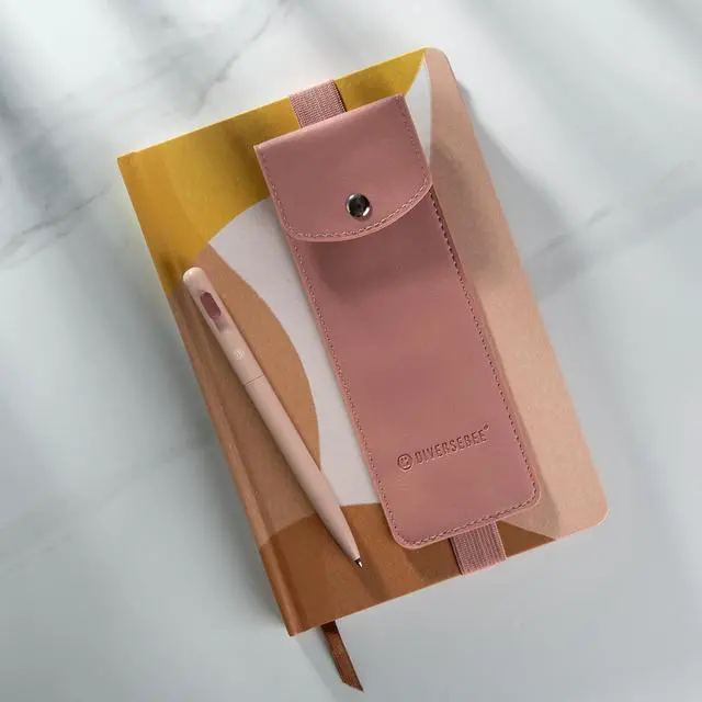 Alt view image 2 of 7 - DIVERSEBEE Adjustable Elastic Band Pen Holder for Notebooks (Peach) | Pen Sleeve Pouch for Journals, Pencil Holder, Bible Planner Accessories, Cute Pencil Case