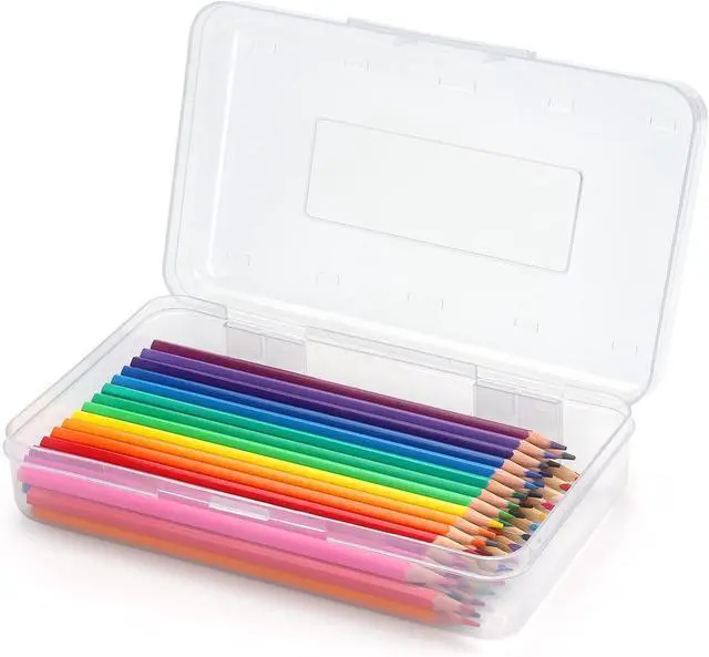 Main image of Tamaki 1 Pack Plastic Pencil Box Large Capacity, Clear | Clear Boxes with Snap-tight Lid Stackable Design and Stylish Office Supplies Storage Organizer